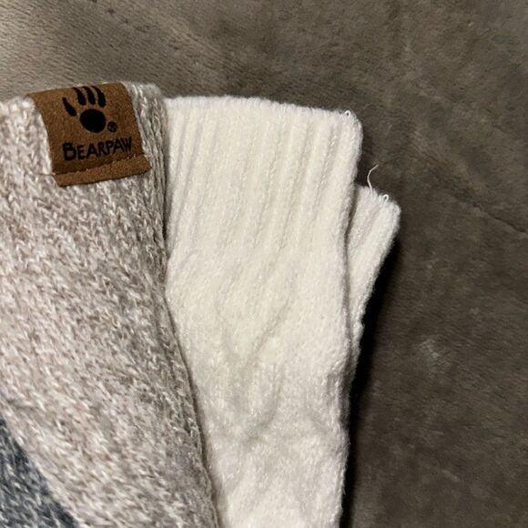 Bearpaw Gray White Tan White US W 5-10 Super Soft 3-Pack Anklet Cable Boot Socks - Picture 8 of 11